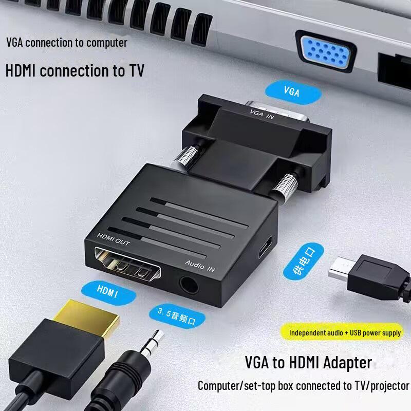 Yushuo HDMI To VGA Converter Cable for Laptops, TVs, and Projectors