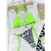 Bikini Sexy a Stampa Zebra Donna 2 Pezzi Triangolo Borsa Costume da Bagno Fascia Fluorescente Schiena Scoperta Costume da Bagno Vita Bassa Costumi da Bagno 2026