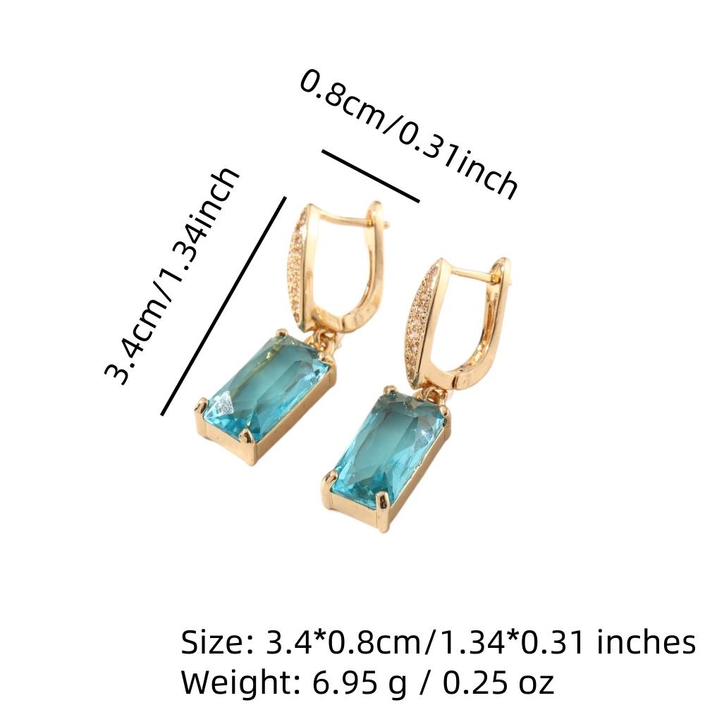 Rectangular Imitation Crystal Dangle Earrings for Women New Fashion Zirconia Earring Golden Wedding Party Jewelry Accessories