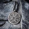 Wisiorek Naszyjnik Kompas Vegvisir Wikingowski Stal Nierdzewna Nordycki Amulet z Runą Odyna Biżuteria Dla Mężczyzn Retro