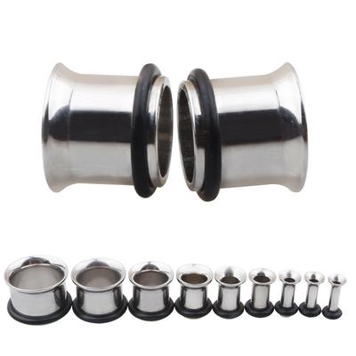 1 Pair 316L Surgical Steel Flesh Tunnels Single Flare Ear Plugs Earring Expanders Ring Piercing Jewelry