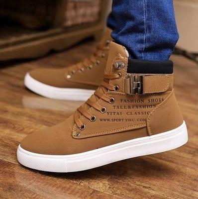 

Retro casual lace up simple comfortable boots trendy men s round toe high top board shoes in spring autumn 40 жёлтый