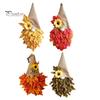 Front Door Hanging Wreath Autumn Gnome Maple Leaf with LED Lights, Rustic Pointed Hat Fall Hanging, Farmhouse Harvest Thanksgiving Home Decor Vintage