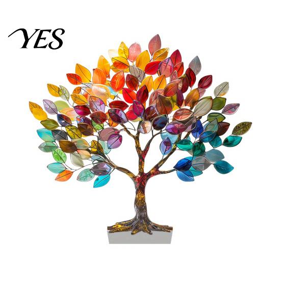 Transparent Acrylic Ornament Tree of Life Desktop Ornament, Colorful Tabletop Decoration, Creative Art Compact Desk Decor Statue for Home Table