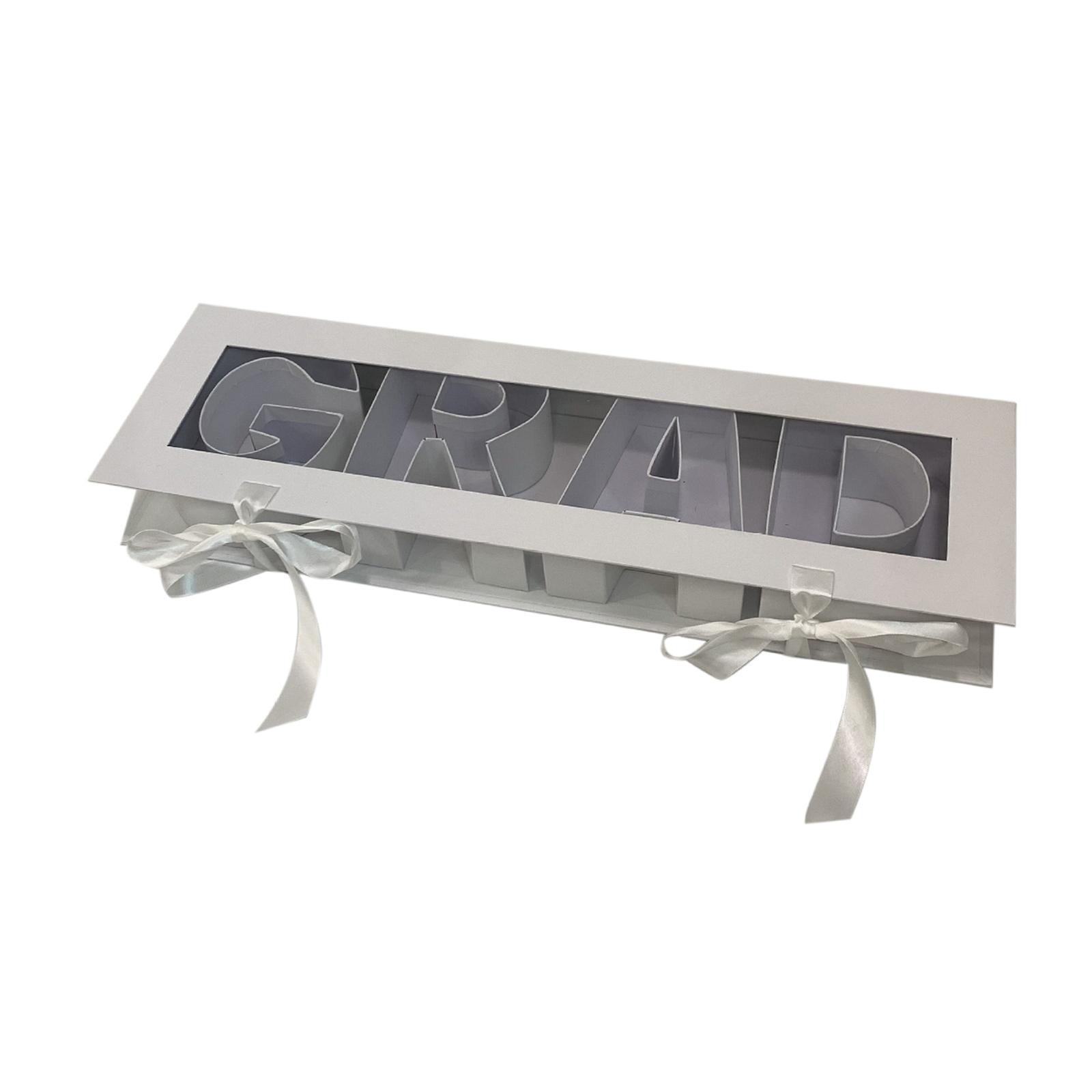 

Grad Empty Flower Box Container Rectangular Versatile Fillable Letters for Anniversary Parties Birthday Wedding Chocolate белый