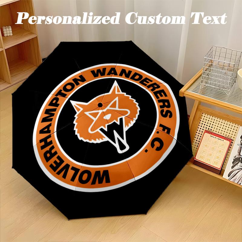 8‑Rib Automatic Umbrella, Wolverhampton Wanderers Design Foldable Umbrella for Sun Rain Protection Travel