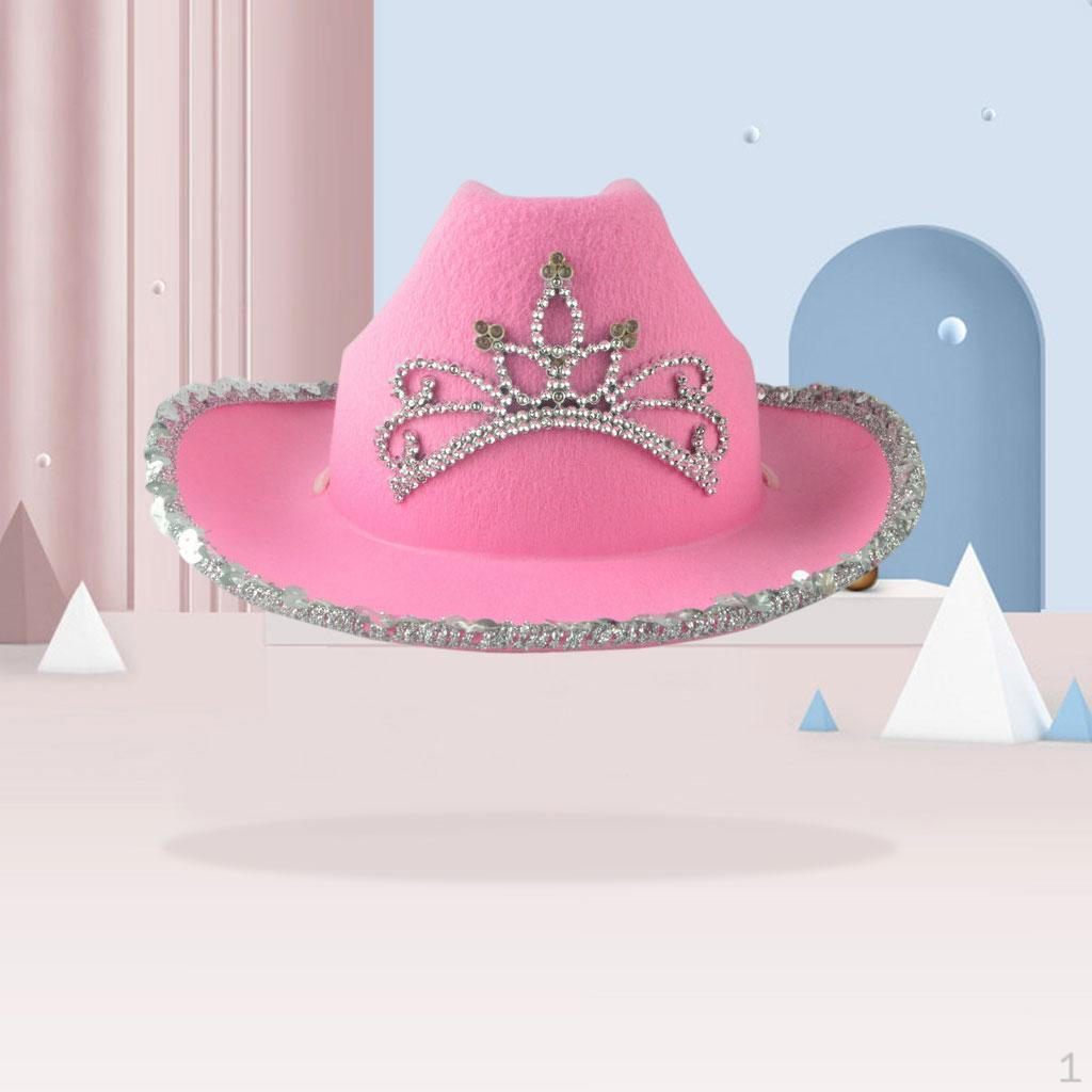 Ковбойская Шляпа - Женские Девичьи Костюмные Аксессуары Sequin Pink-B