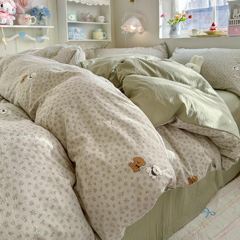 Pure Cotton Cloud Feel Double Layer Dormitory All Cotton Wood Cotton Quilt Cover Soft Breathable Durable Bedding Essential