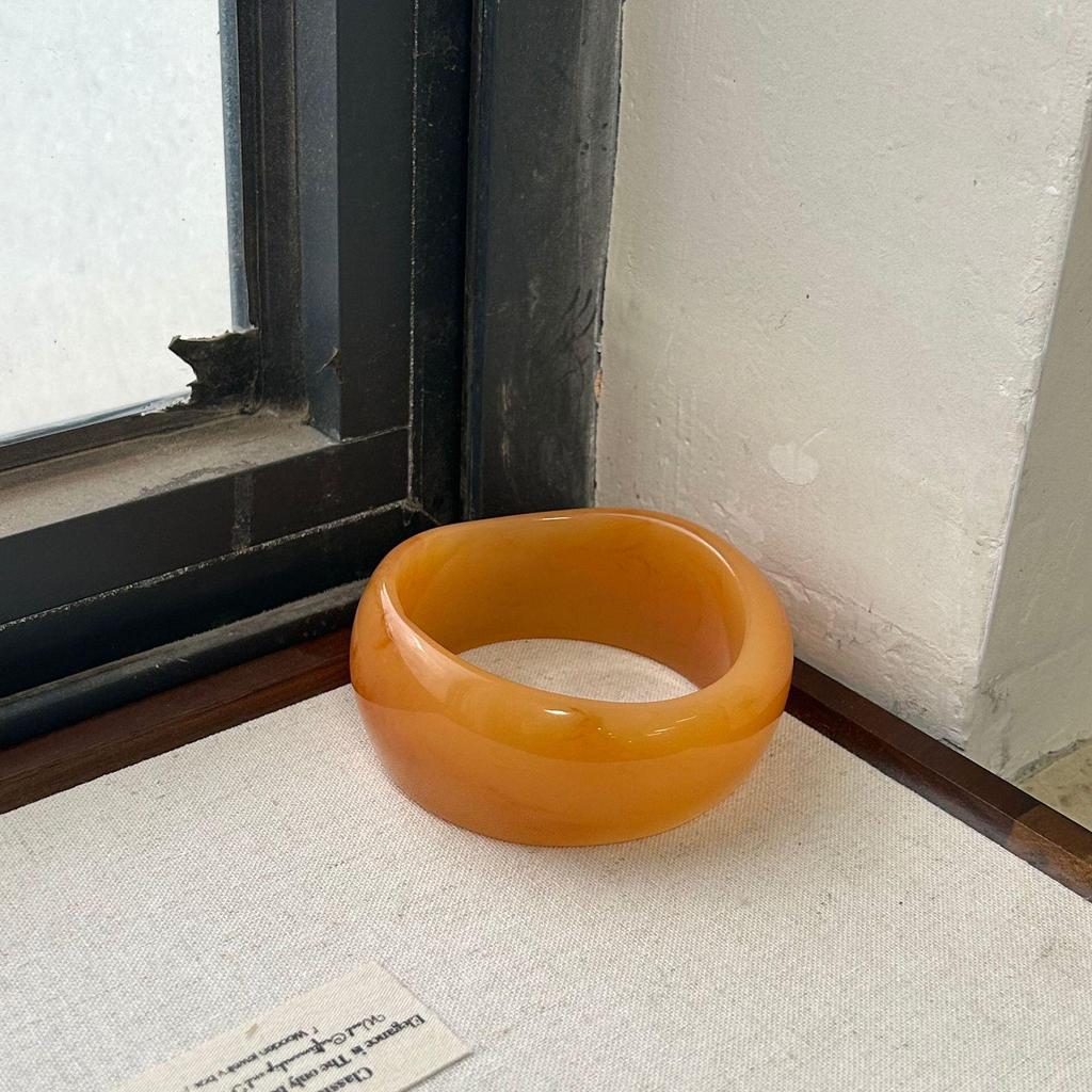 Ombre Resin Bangle: Wide Irregular Design, Vintage Minimalist Style