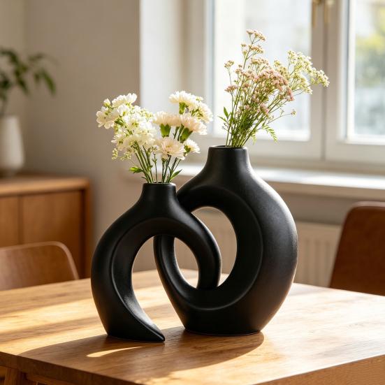 Vase Ornament, Resin Decorative Vase Sculpture, Table Decor for Living Room Bedroom Office Home Balcony Indoor