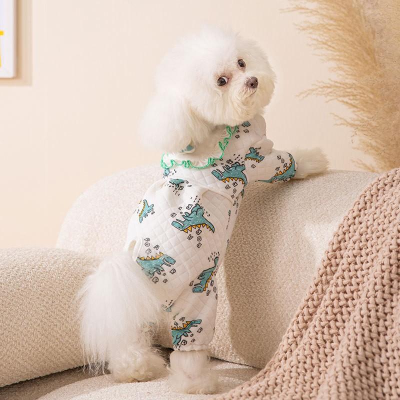 Autumn and winter thin cute bear striped puppy four-legged loungewear cat home air conditioner clothing pet clothes