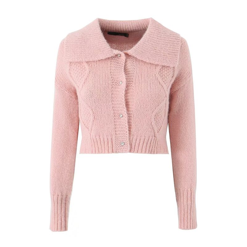 Za Export New Arrival Women's Clothing ZR Fashion Style Fashionable Loose All-Match Lapel Short Knitting Cardigan Sweater