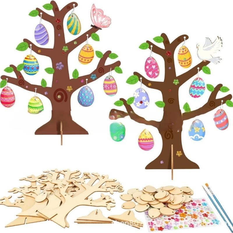 Wooden Easter Decorations, Home Decor Items, Wooden Easter Gifts, Party Supplies for an Easter Egg Tree Craft Set, Easter Crafts