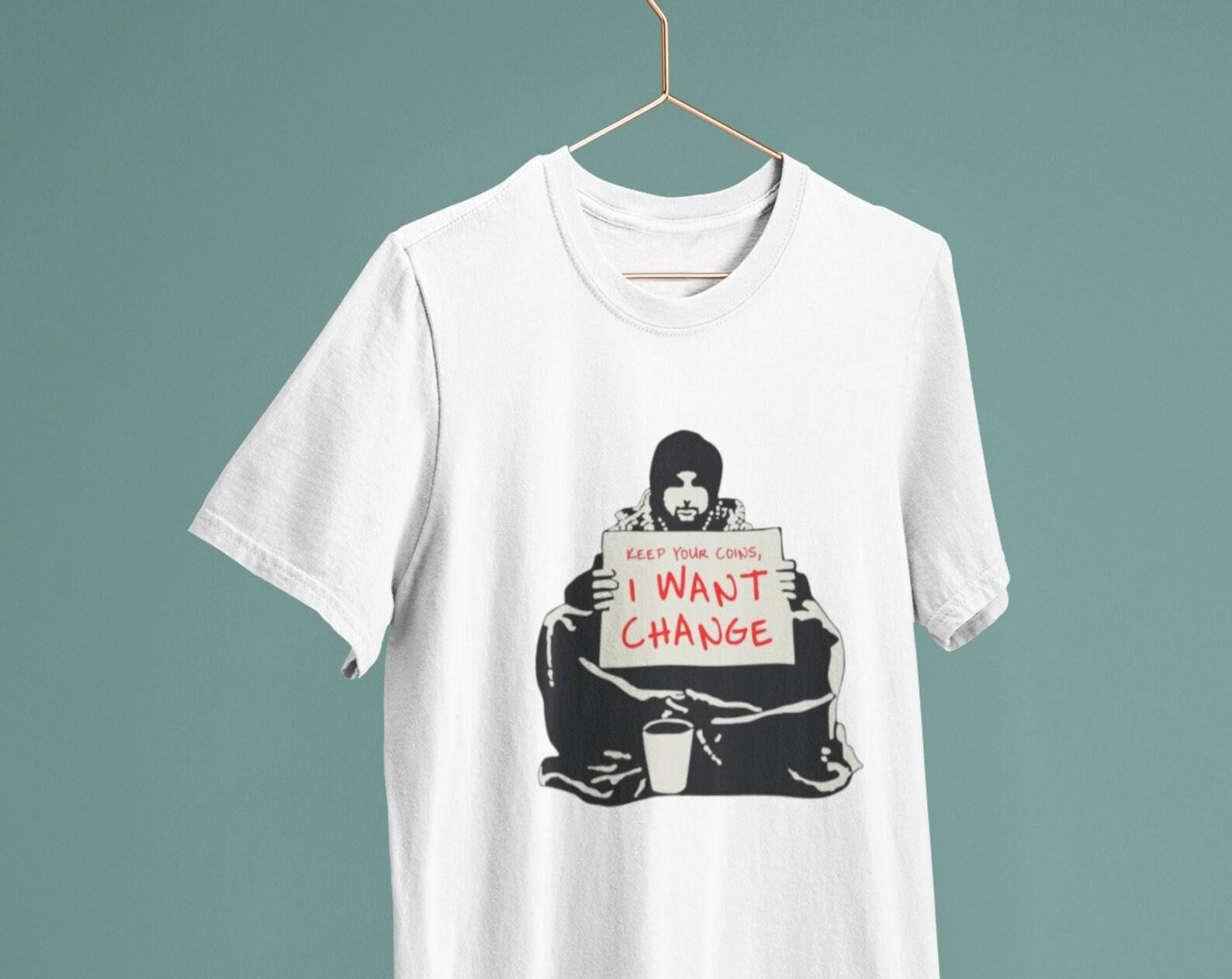 Banksy Keep Your Coins T shirt: Heavyweight Cotton Unisex Tee XL