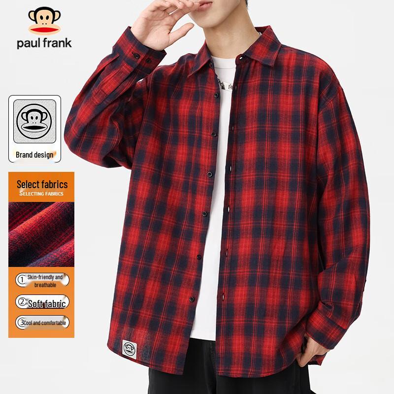 Paul Frank Men s Plaid Long-Sleeve Shirt L