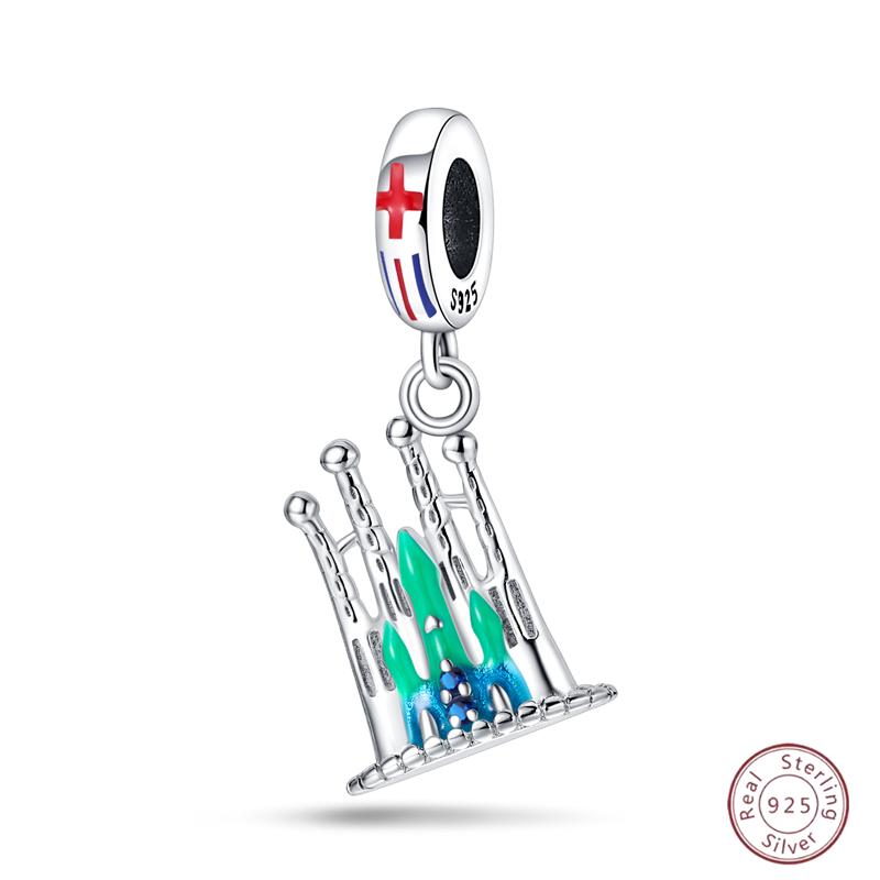 Copper Beaded Pendant Blue Shiny Zircon Suitable Original 3Mm Bracelet Women Fine Jewelry