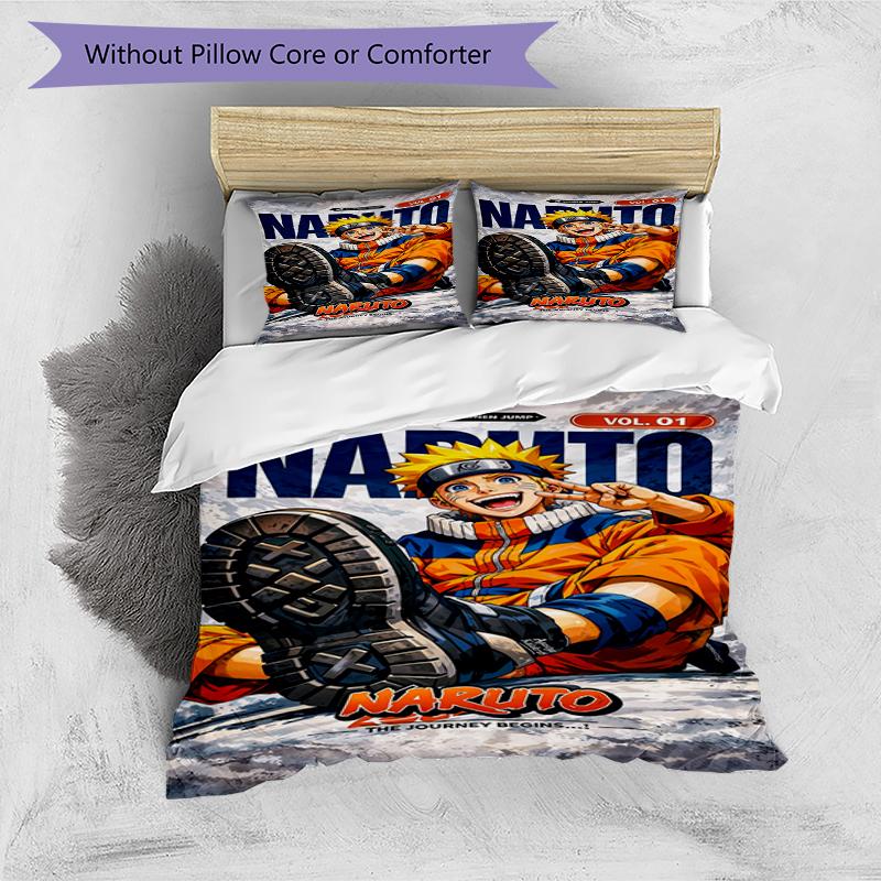 Naruto Adventure Print 3Pcs Duvet Cover Set 1 Duvet Cover and 2 Pillowcases Soft Bed Linen For Household Bedroom