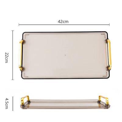 Rectangular Plastic Serving Tray with Gold Handles