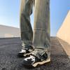 Washed Jeans Men's Loose Straight Slit Flared Pants High Street Floor Trousers