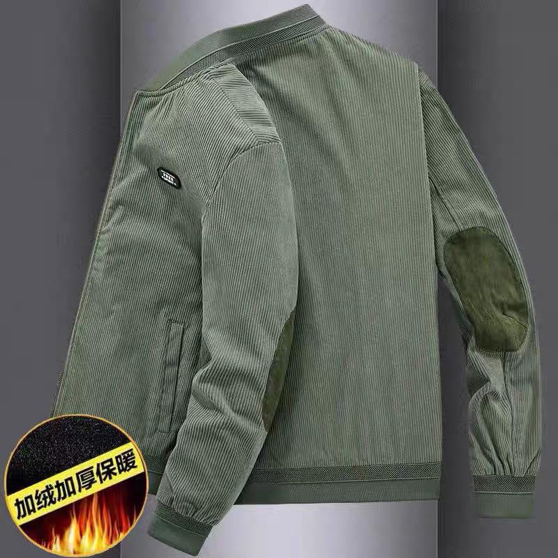 Men's Trendy Corduroy Retro Baseball Jacket, Velvet Lined, Loose Fit, 2026 Autumn/Winter Workwear Style.