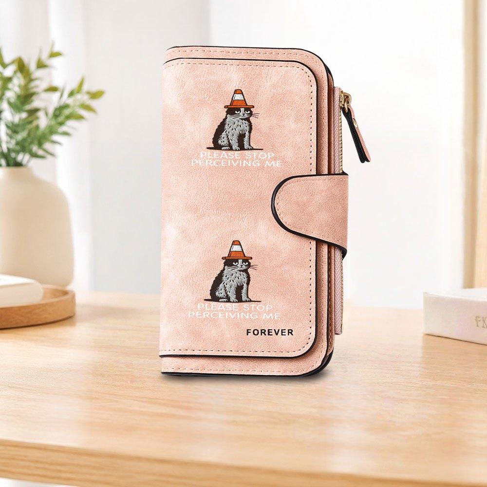 Cat themed long zipper wallet large capacity card holder unisex clutch bag stylish zippered coin purse suitable for daily use perfect gift for