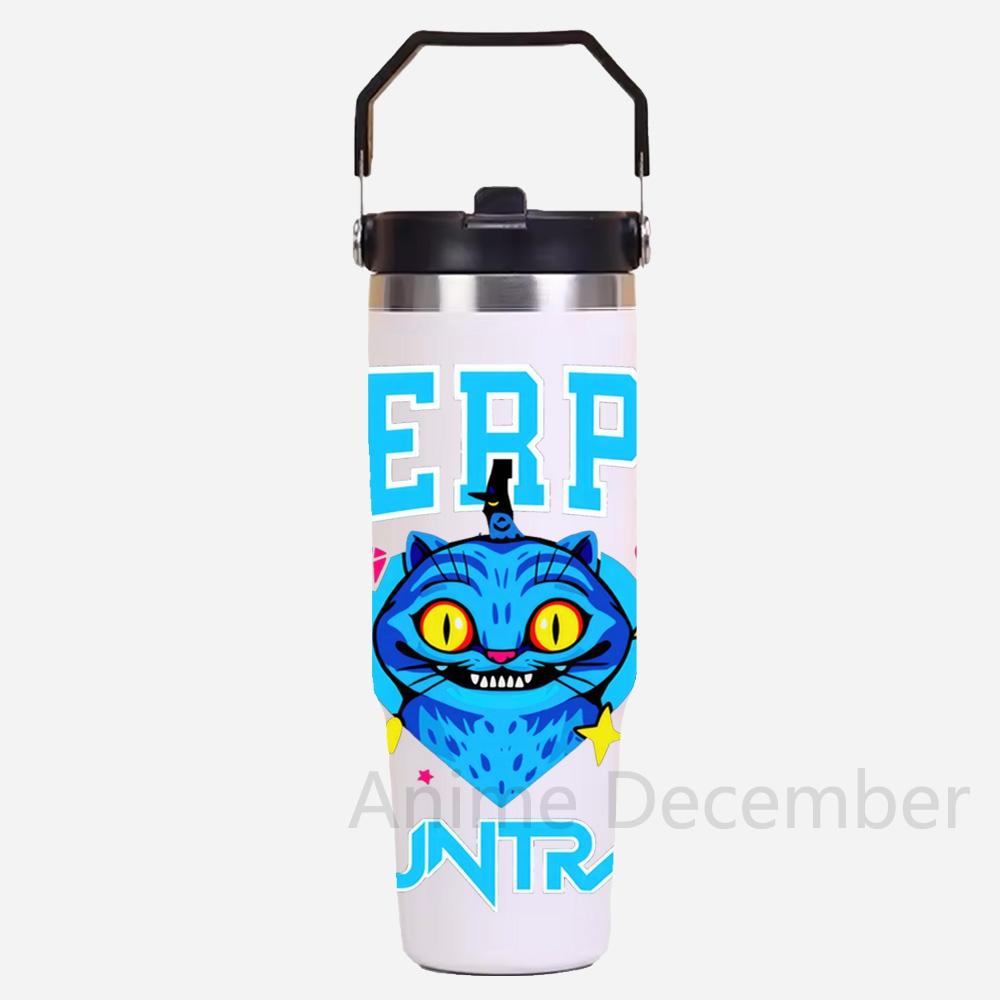 30Oz Anime K-Pop American Simple Solid Color Stainless Steel Thermos Portable Car Easy To Carry Water Cup Thermal Insulation Cold Ice Cup