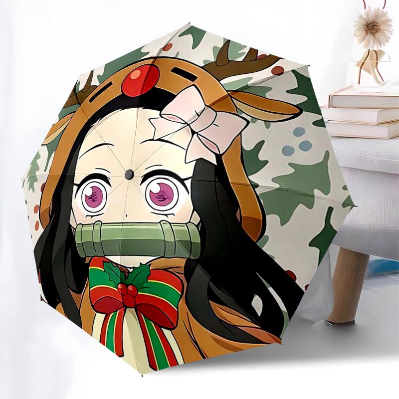 

1pc Christmas Deer Headband with Bowknot Automatic Opening Umbrella with 3-Fold Design, 8-Bone Iron Frame - Festive Accessory for Fans, Travelers, Eve