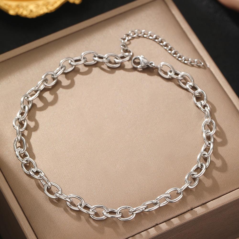 Stainless Steel Anklets Minimalist Temperament Glossy Chain Hip-Hop Retro Anklets For Women Zircon Everyday Wear Gifts New In