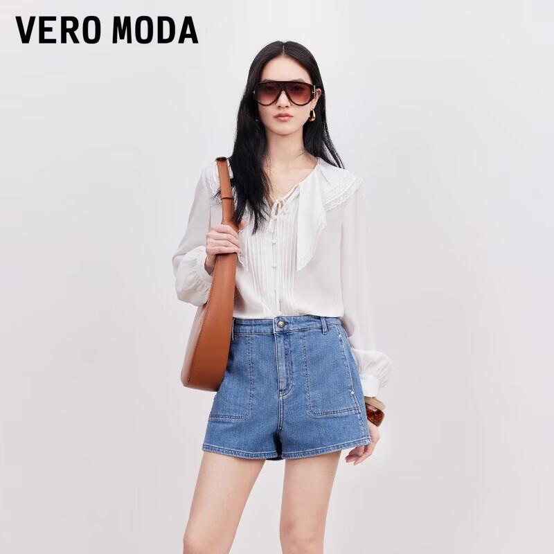 

VEROMODA Women s A-Line Retro Exposed Stitch Denim Shorts L