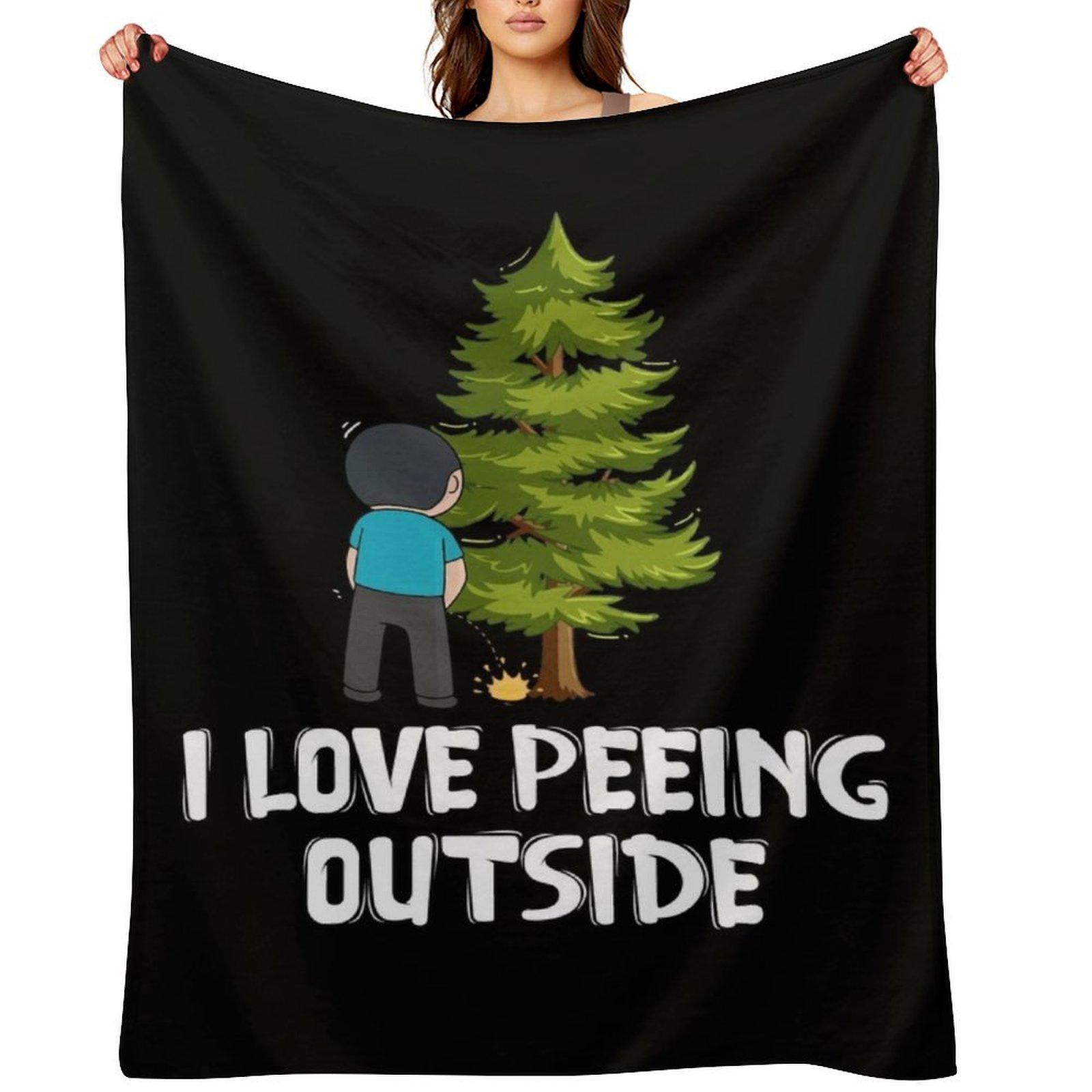 

I Love Peeing Outside - Outdoor Camping Throw Blanket Travel Loose Furrys Soft Plaid Blankets 30x40in