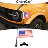 Balck US Flag Front Bumper Flagpole Bracket Trim For Ford Bronco 21+Accessories