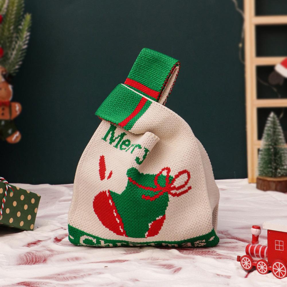 Merry Christmas Gift Bag Canvas Handbag Knitted Storage Bag Christmas Eve Apple Candy Bag Santa Claus DIY Decorations Xmas Gifts