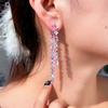 Removable Two Wear Sweet Super Fairy Zircon Earrings To Modify The Face Shape And Show Thin Sugar Cube Pink Diamond Fringed Earrings Earrings.
