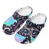 White EVA Clogs with Colorful Eye Print, Lightweight Slip On Garden Shoes, Breathable Beach Sandals, Indoor Outdoor Slippers for Men Women