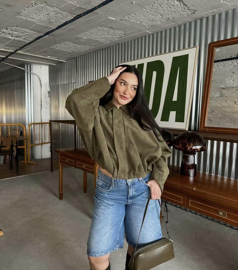 2025 Early Spring Women's Suede-Effect Bomber Jacket