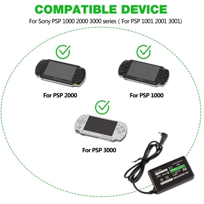 Adaptador de CA con enchufe UE EE. UU. para la serie PSP 1000 2000 3000 Cargador de pared doméstico Cable de alimentación para host Sony PSP Cargador de viaje