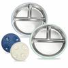 304 Stainless Steel Suction Cup Kids Plates Children 3 Grids Dishes  Toddle Training Tableware