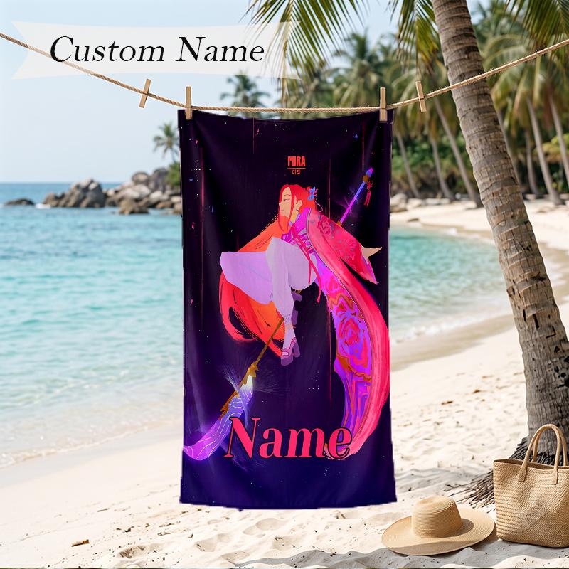 mira Custom Name Printed Beach Towel Personalized Soft Towel For Swimming Beach Travel