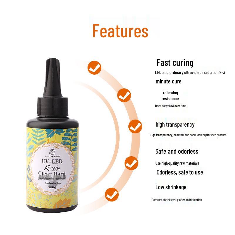Qiaoqiao Odorless UV Glue: Thin Epoxy Resin, Clear, UV Curing, Yellowing Resistant DIY