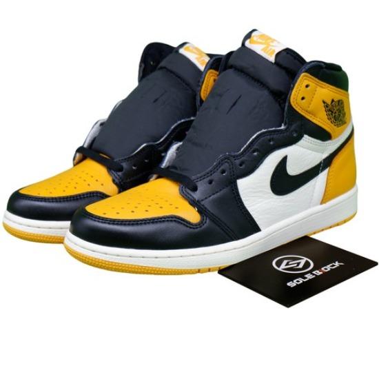 

Кроссовки Air Jordan 1 Retro High OG с желтым носком 555088-711 EU 47.5 чёрный