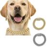 Cat Chain Collar, 2 Pcs Diamond Cuban Link Kitten Walking Collar with Secure Buckle Pet Rhinestones Necklace Metal Chain Jewelr