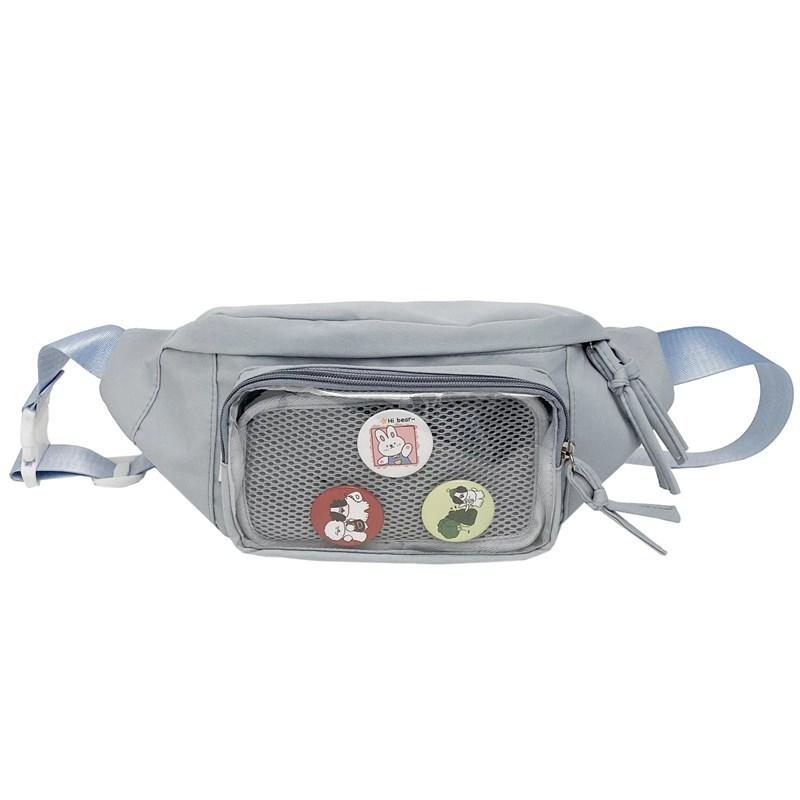 Japanese ins niche baby bag pain bag transparent badge breast bag, millet display messenger bag female student fanny pack