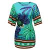 Women Boho Dress Short Sleeve Floral Printed Round Neck  Casual Dress