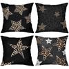 Leopard Stern Muster Schwarze Kissenbezüge Set von 4 Polyester Kissenbezug, Sofa Dekorative Kissenhülle Kopfteilkissen