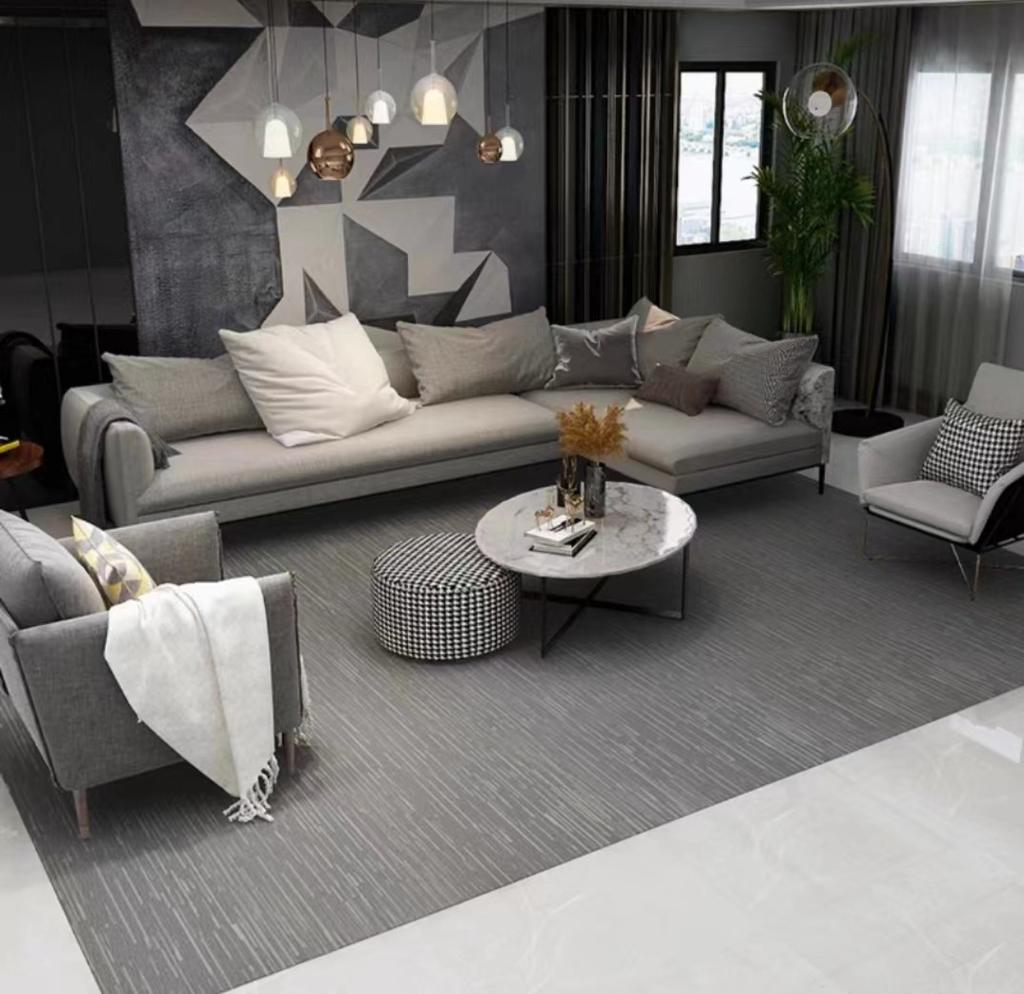 Modern Striped Living Room Carpet Light Grey Luxurious Decorative Carpet Comfortable Soft Bedroom Bedside Rugs Artistic Line Rug