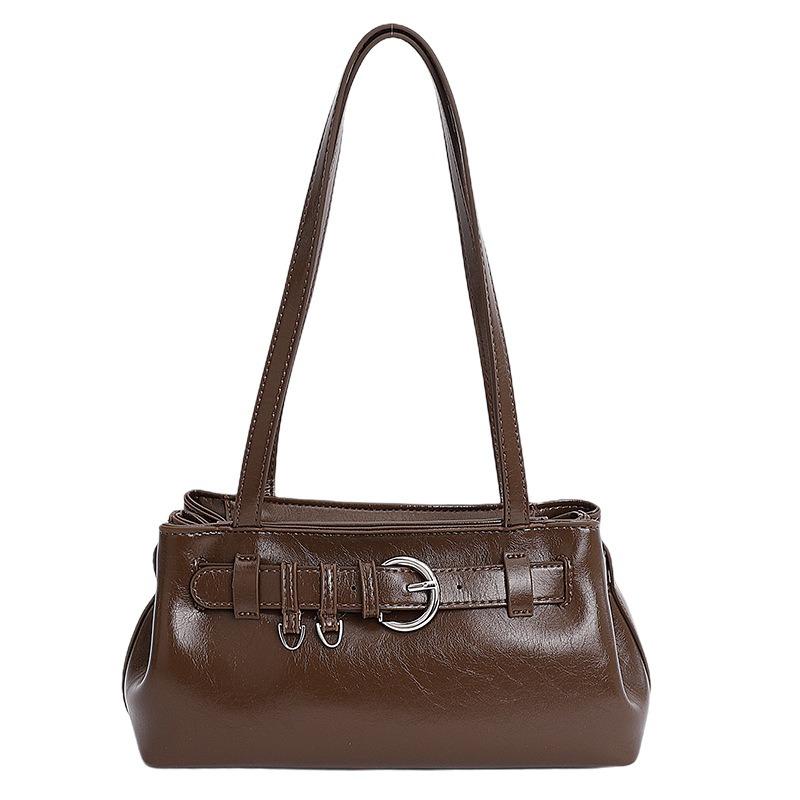 Textured Bag Women's Fashion Casual New Versatile Commuter Shoulder Bag Retro Oil Wax Leather Armpit Bag