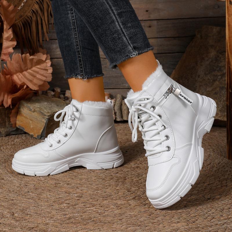 New Large-sized Martens Boots for Women, Versatile and Warm High-top Height-increasing Cotton Shoes