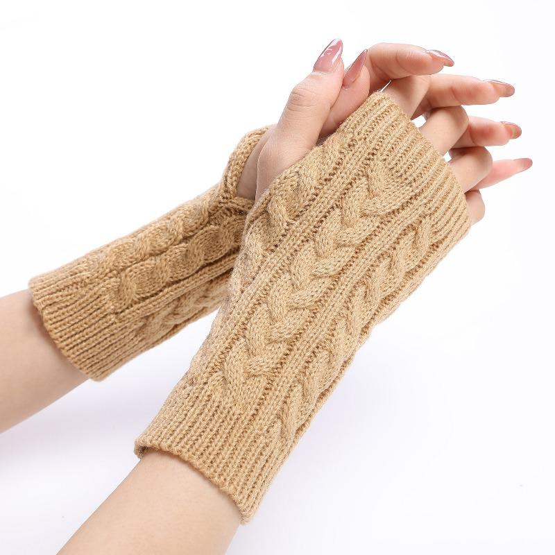 Botvotee Gloves for Women Y2k Half Finger Winter Winter Soft Warm Knitting Arm Gloves Warm Fingerless White Red Mitten Guantes