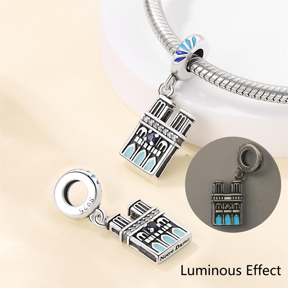 Genuine Charm Copper Architectural Pendants Notre-Dame De Paris Bead Fits Bracelets Women Jewellery Crafting Do-It-Yourself Gifts