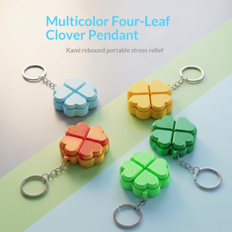 1Pcs 3D Printing Decompression Press Four Leaf Clover Key Chain Pendant Creative Fingertip Toy Bag Ornaments Party Favors